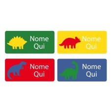 Dino Silhouette Rectangle Name Labels - Italian