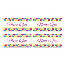 Hearts Rectangle Name Labels - Italian