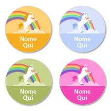 IT -Rainbow Unicorn Round Name Label
