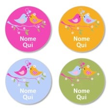 IT - Two Birds Round Name Label