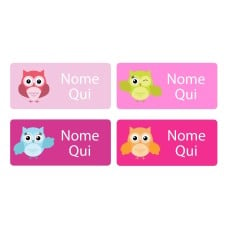 Owls Rectangle Name Labels -Italian
