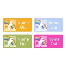Rainbow Unicorn Rectangle Name Labels - Italian