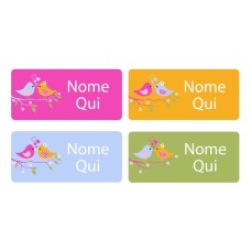 Two Birds Rectangle Name Labels - Italian